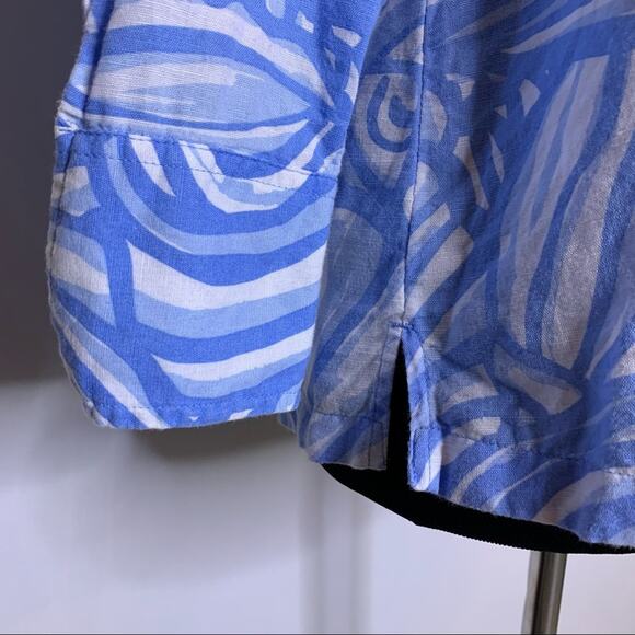 Vineyard Vines blue white seashell linen blend popover top size XS - Picture 3 of 10